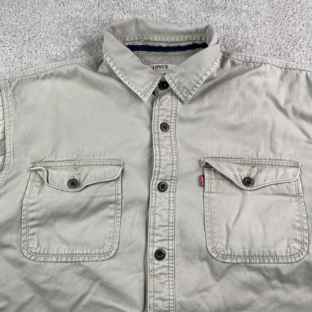Levis Shirt Jacket Mens XL Tan Sherpa Lined Cotton Twill Workwear Shacket